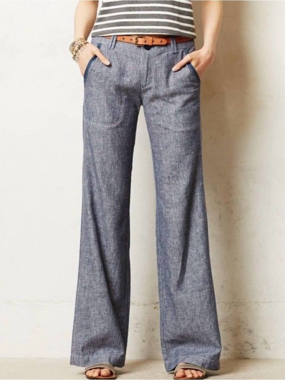 Pilcro and The Letterpress Linen Wide Leg Pants - White